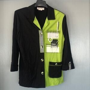 Vintage Nancy Bolen City Girl Button Front Jacket Size XS Color Block made USA